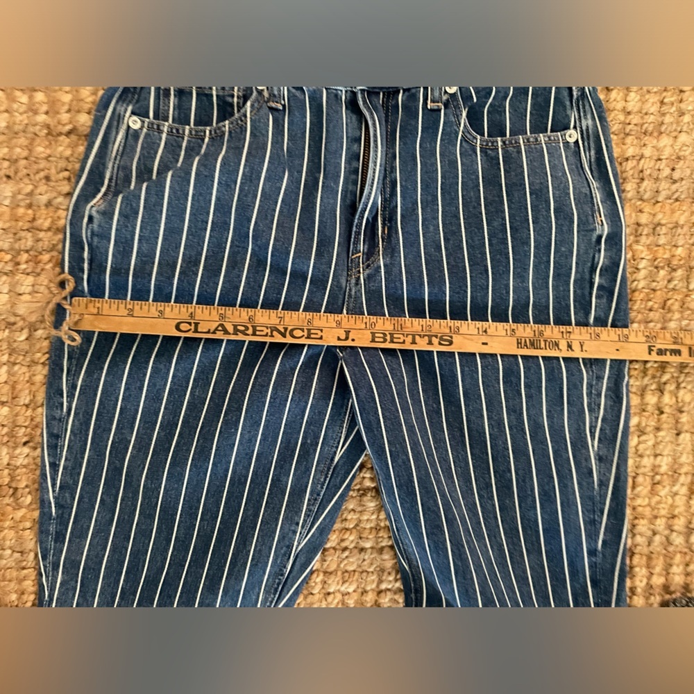 American Eagle Outfitters Vintage 90’s Y2k White Stripes Denim Size 8 Long - Picture 6 of 8